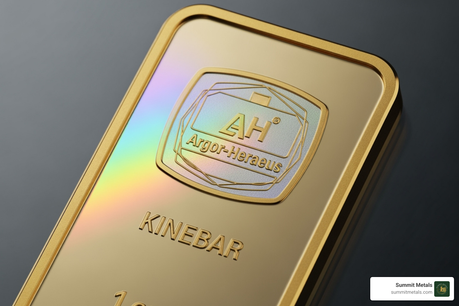 Argor-Heraeus Kinebar showing the hologram - buy 10 gram gold