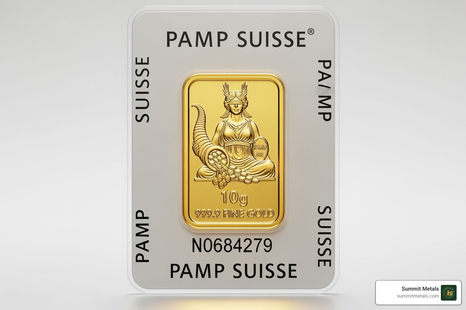 PAMP Suisse Fortuna 10g bar in its assay card - buy 10 gram gold