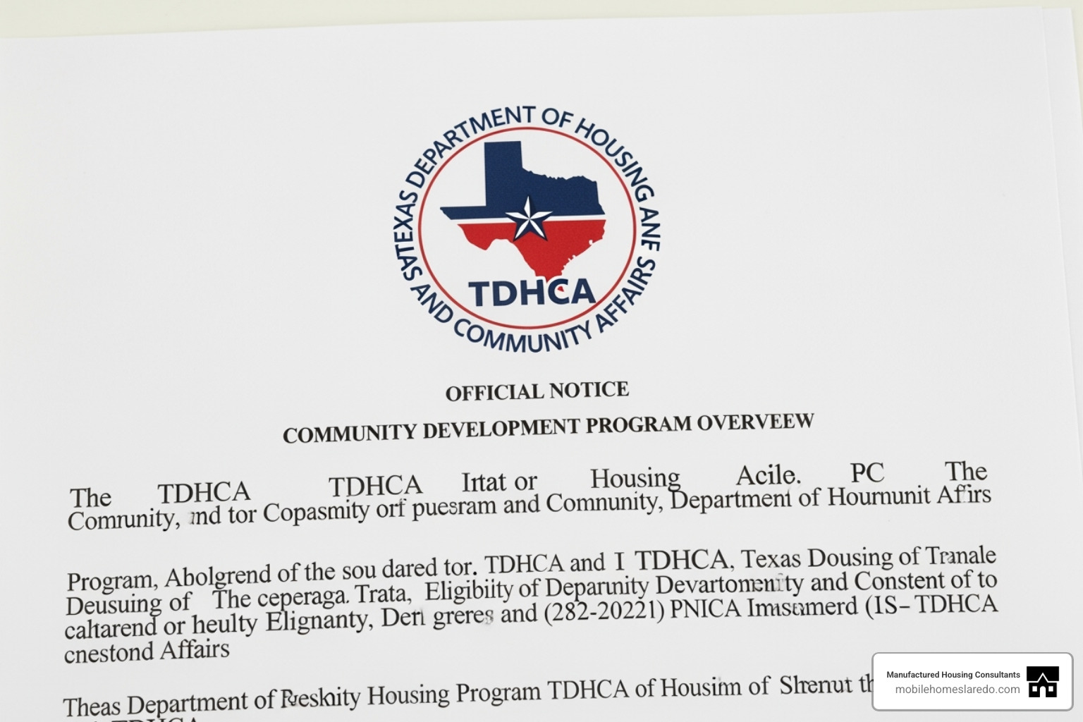 TDHCA logo on a document - how to sell a mobile home in texas TDHCA logo on a document - how to sell a mobile home in texas