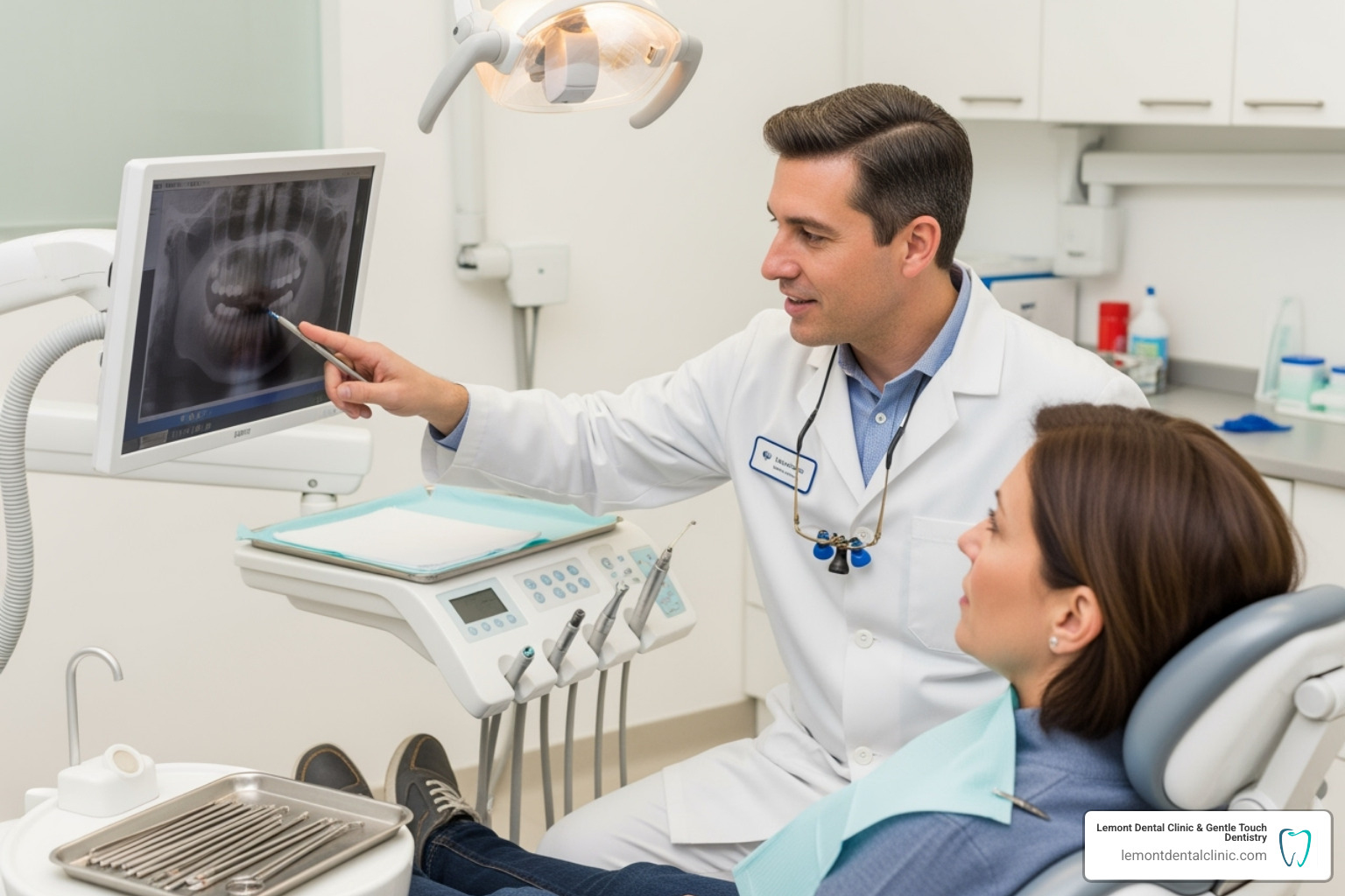 dentist consulting with a patient - types of dentures