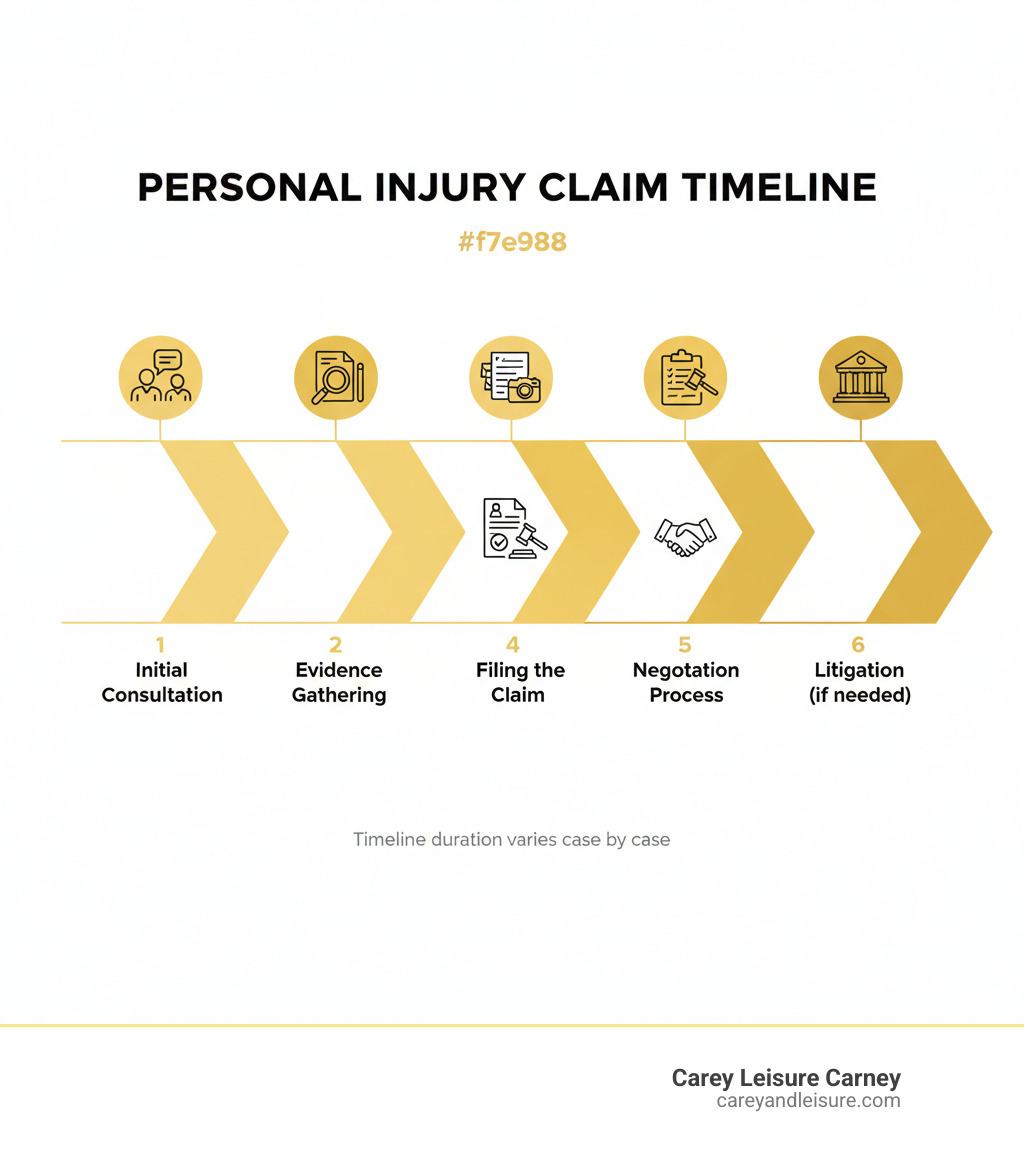 infographic explaining the typical timeline of a personal injury claim - accident and injury lawyer infographic 