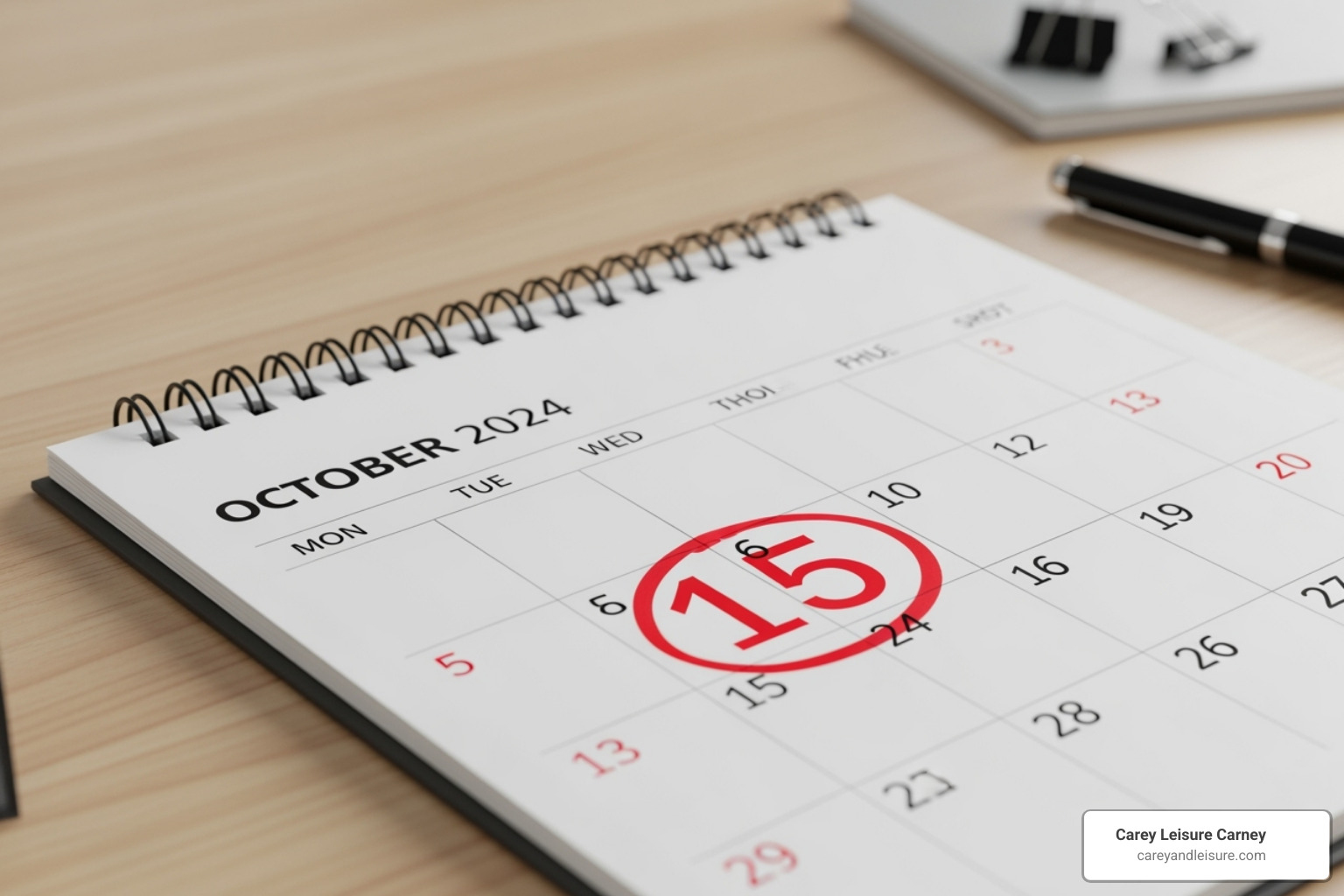 calendar with date circled - accident and injury lawyer