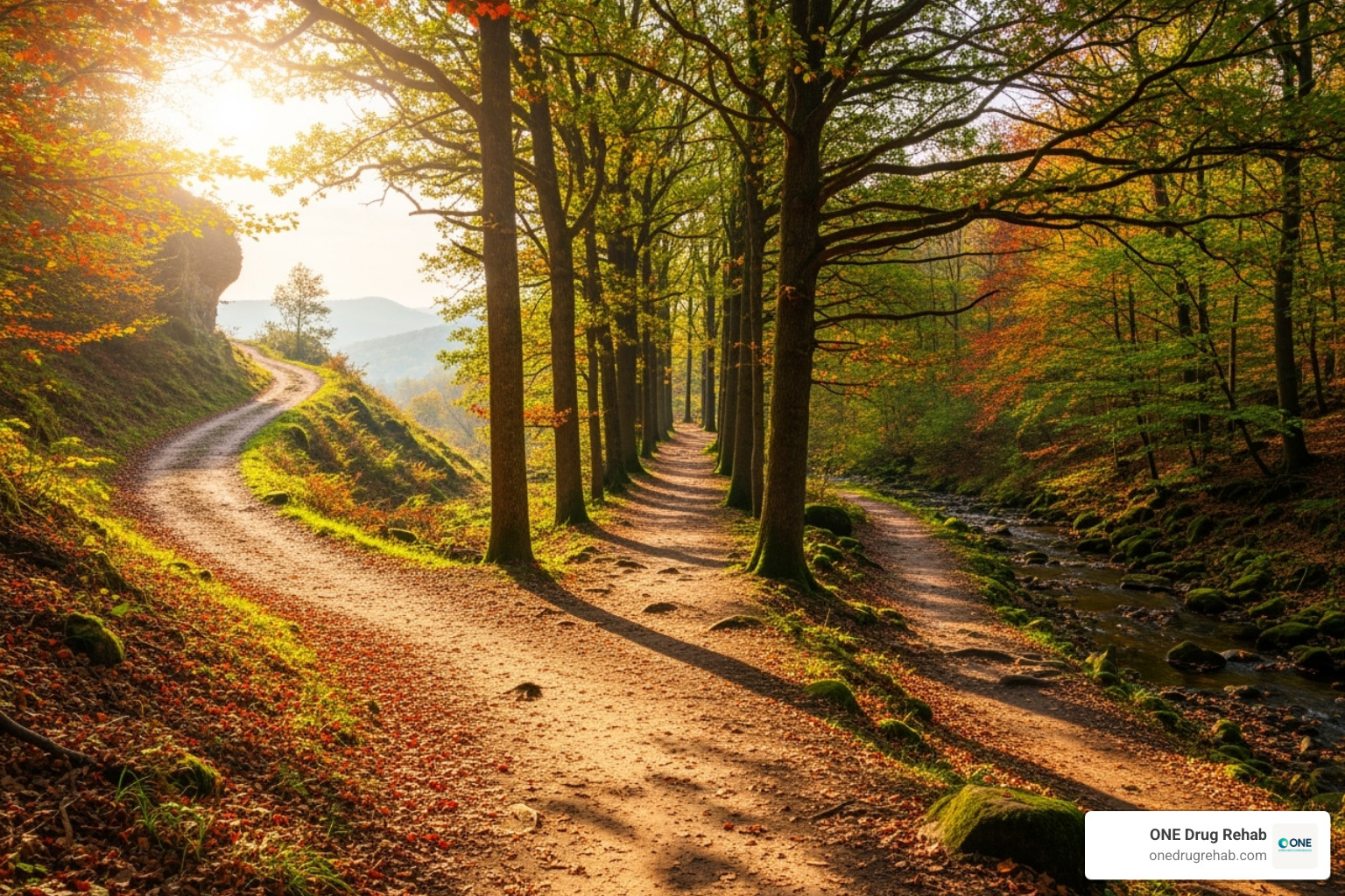 A path splitting into three different directions, labeled "12-Step," "Secular," and "Faith-Based" - recovery support groups