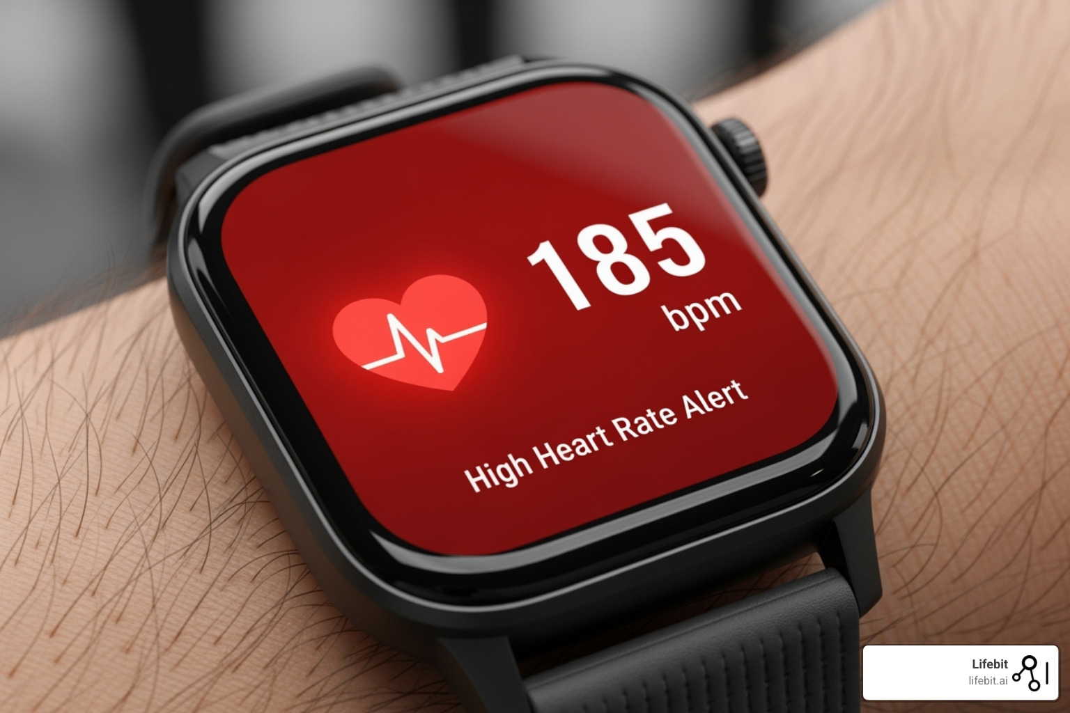 smartwatch displaying a heart rate alert - Real-time patient insights