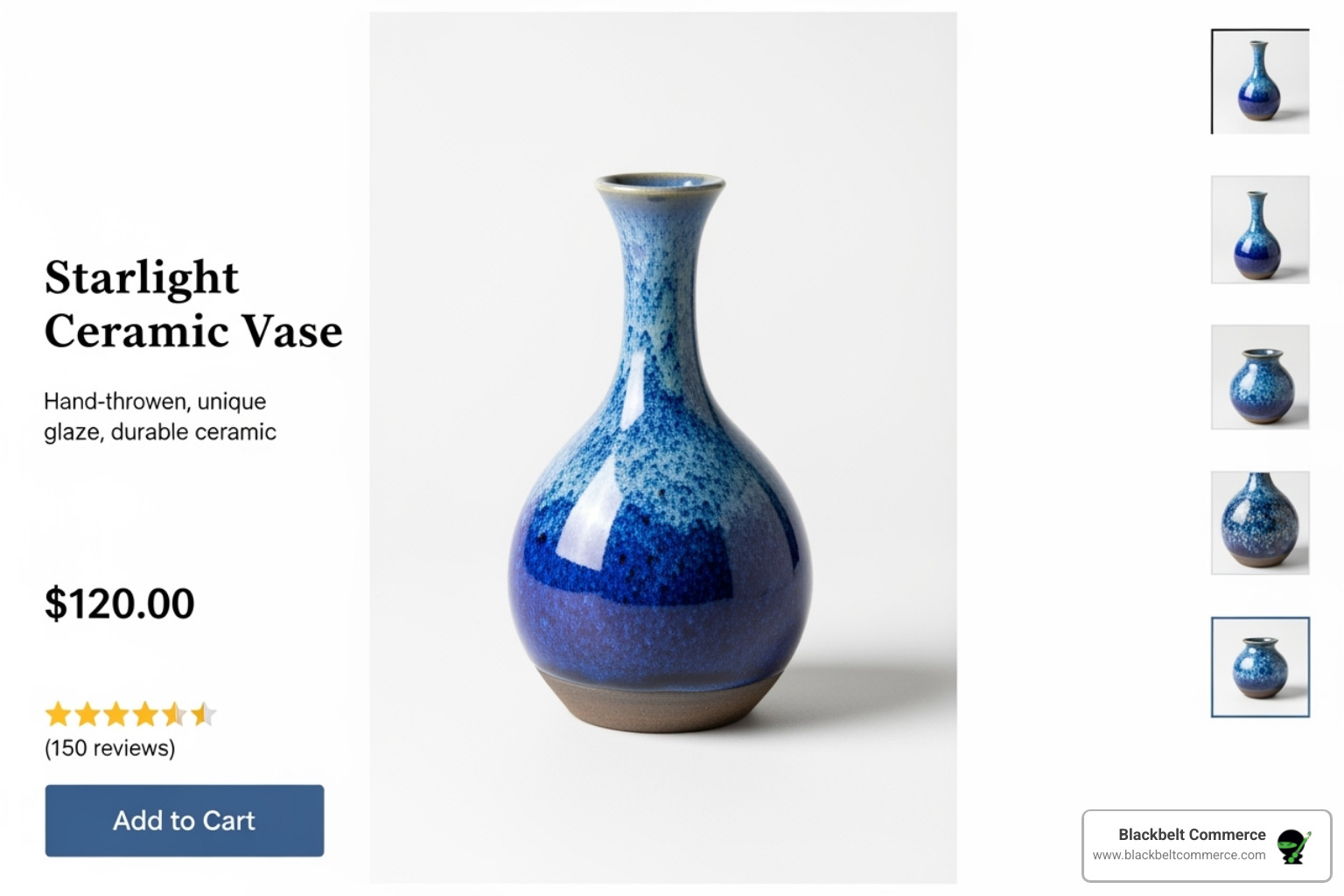 A Rookwood product page showcasing high-quality product images and ample white space - High converting websites