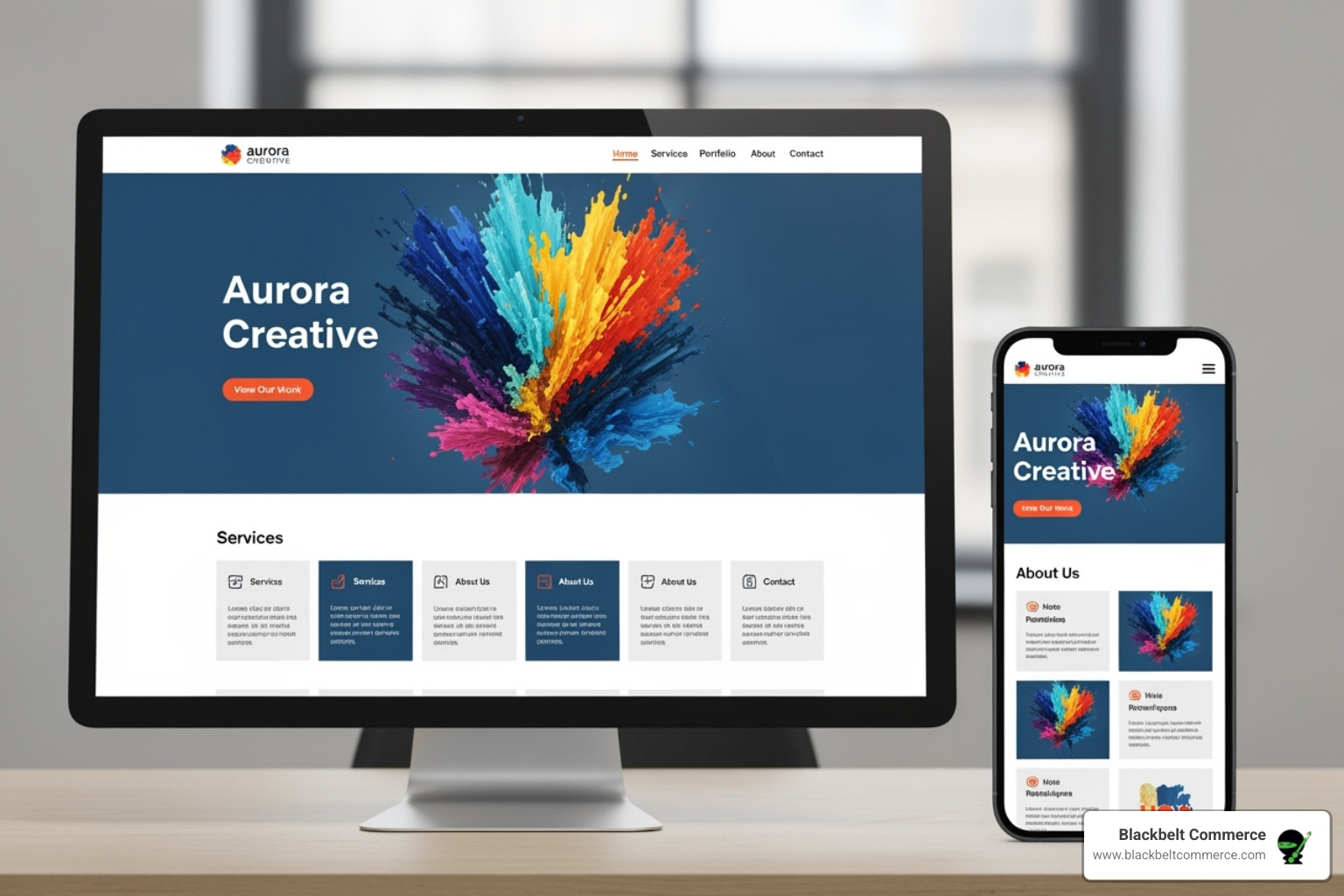 A website's responsive design on desktop and mobile screens - High converting websites