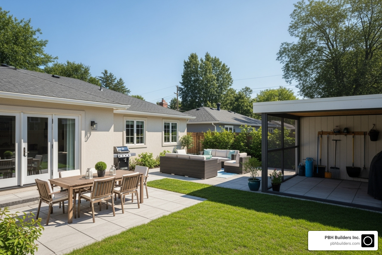 backyard with distinct zones - Backyard landscape design