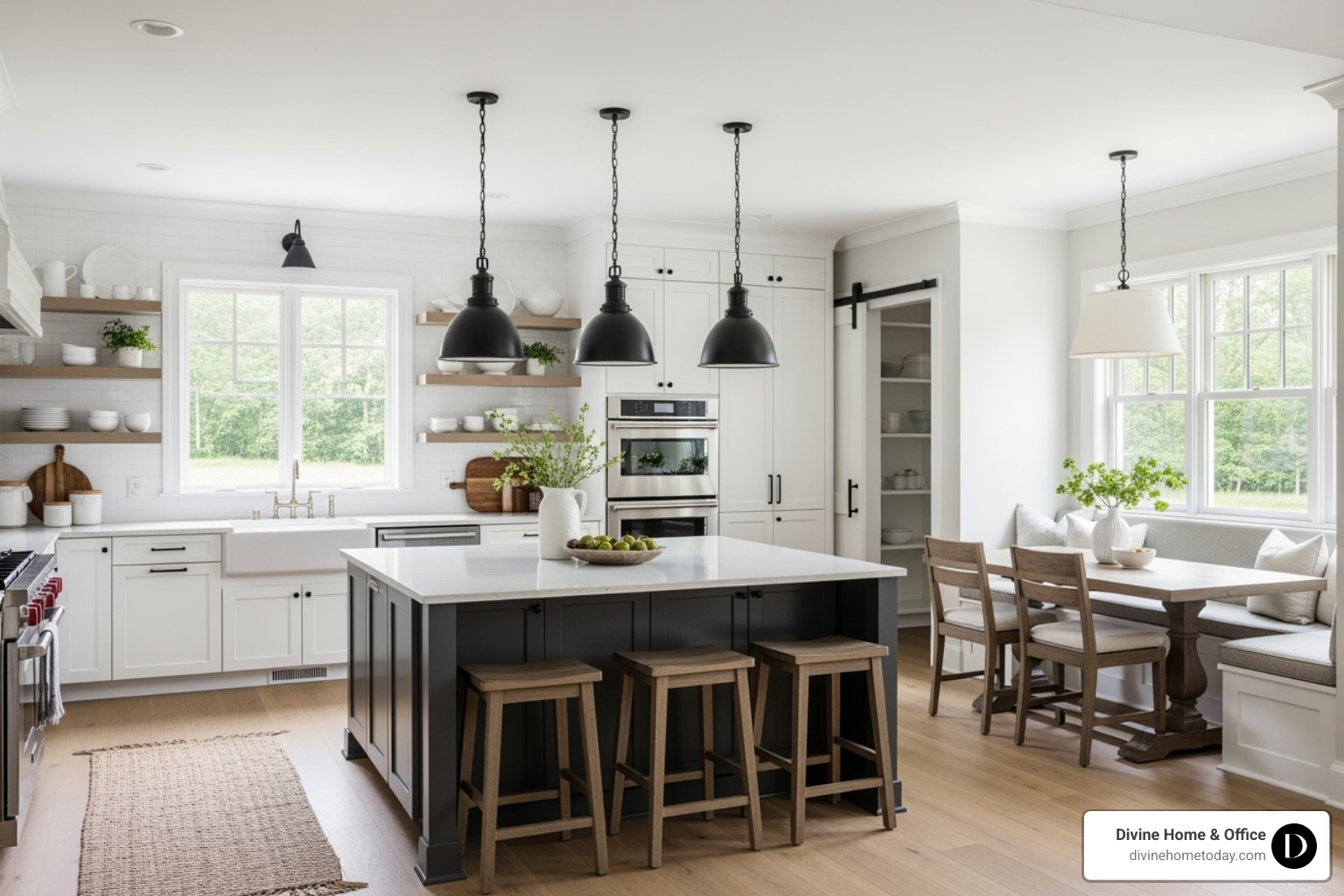 bright modern farmhouse kitchen - mixing rustic and modern decor bright modern farmhouse kitchen - mixing rustic and modern decor