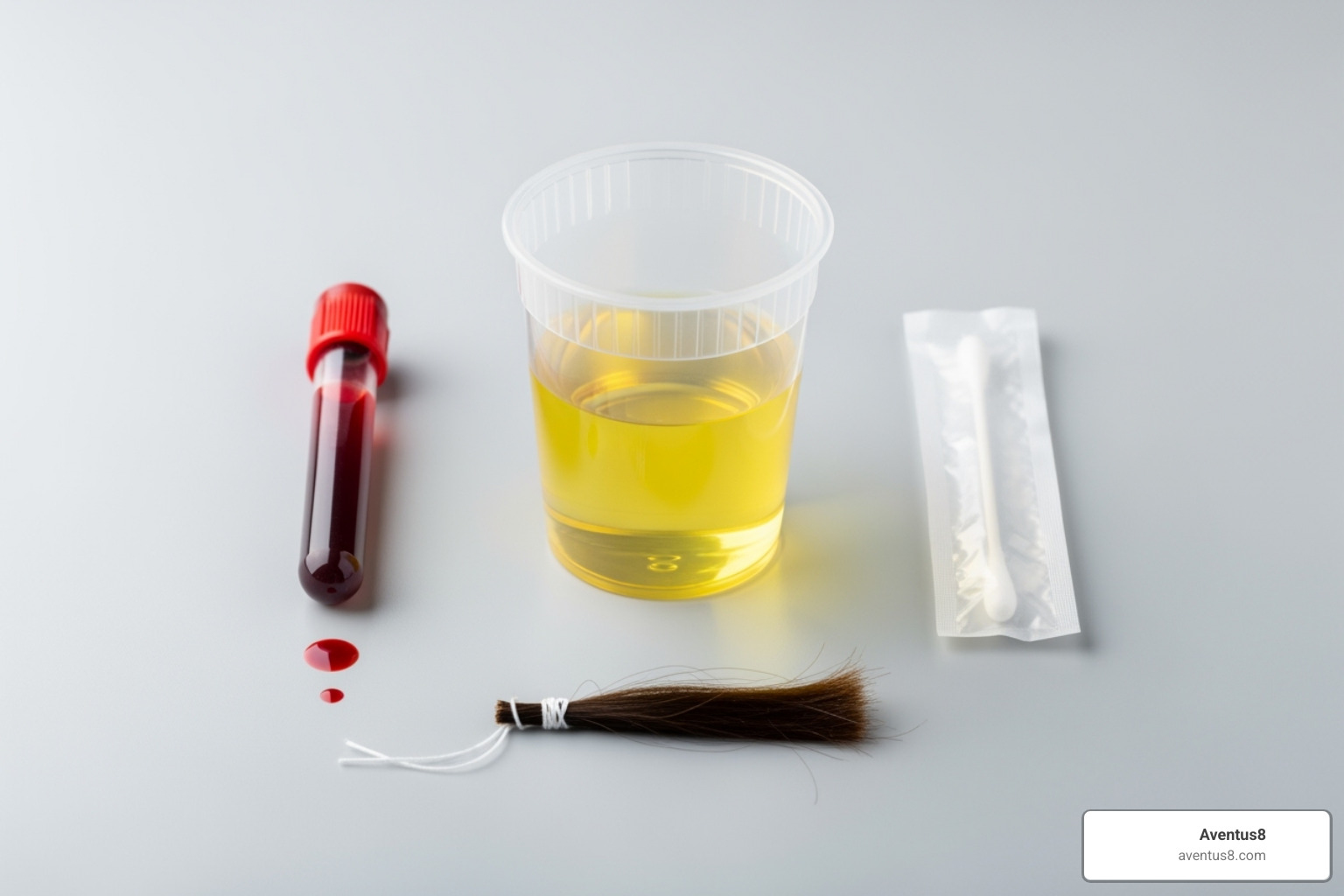 Illustration of different drug testing methods: urine, blood, saliva, and hair - how long thc vape pen stay in system
