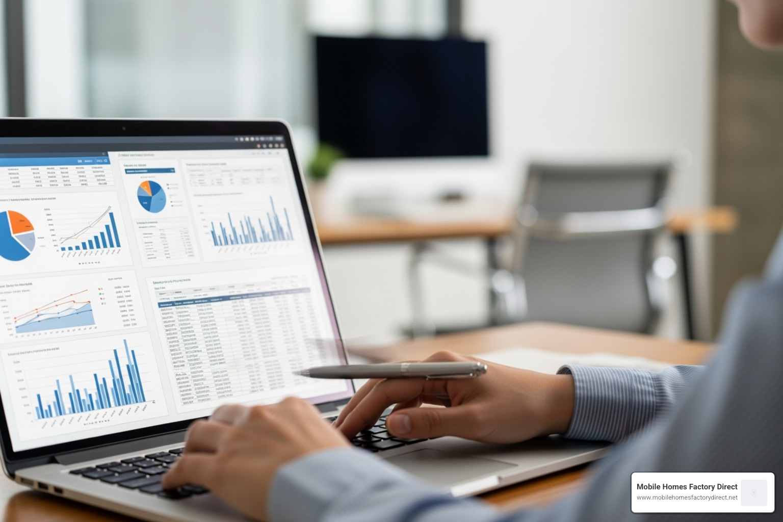 person reviewing financial documents on a laptop - mobile home financing