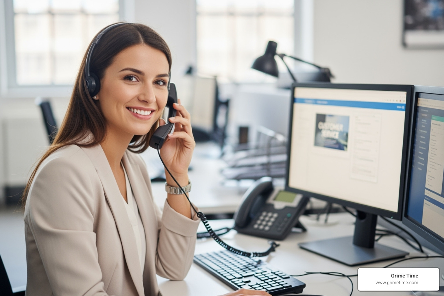 friendly customer service representative on the phone - jobsite dumpsters near me