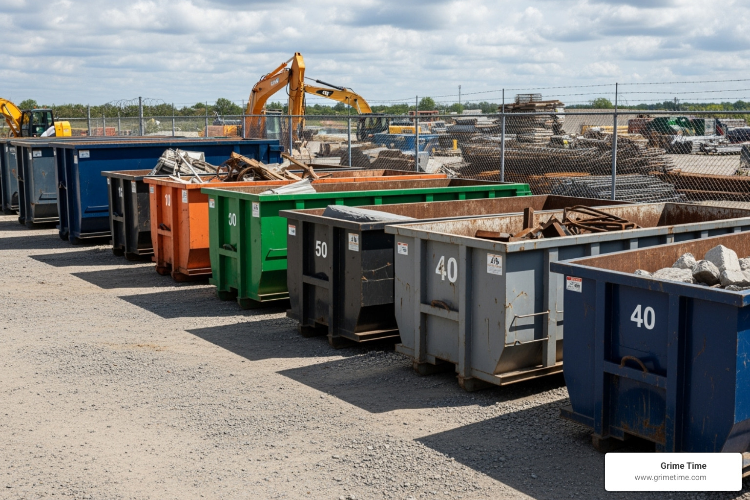 different sized dumpsters lined up - jobsite dumpsters near me