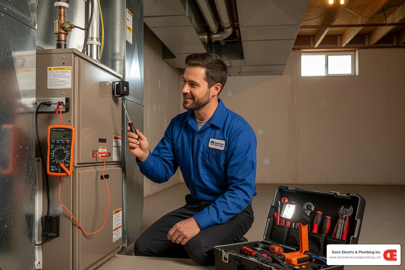 professional, friendly HVAC technician working on a furnace - gas furnace repair canajoharie professional, friendly HVAC technician working on a furnace - gas furnace repair canajoharie