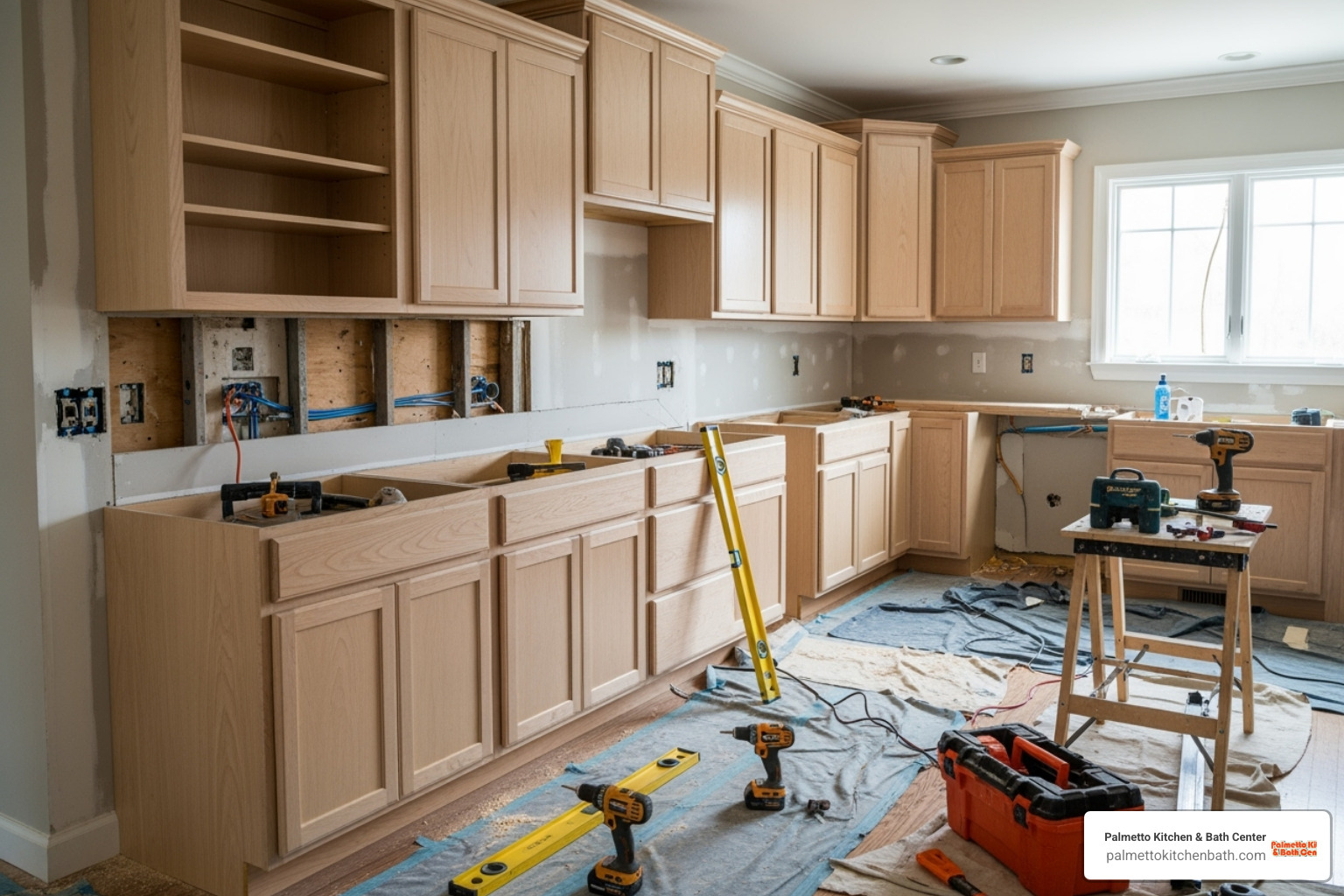 kitchen during the construction phase with new cabinets being installed - kitchen renovation plans kitchen during the construction phase with new cabinets being installed - kitchen renovation plans
