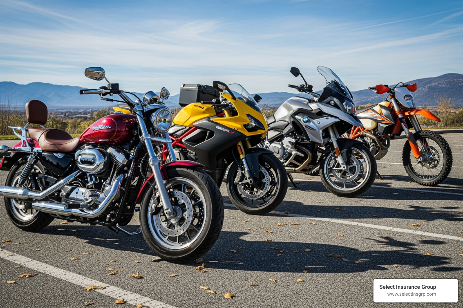 diverse group of motorcycles - motorcycle insurance