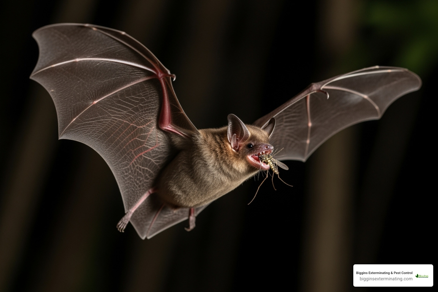bat eating a mosquito - local bat exterminators