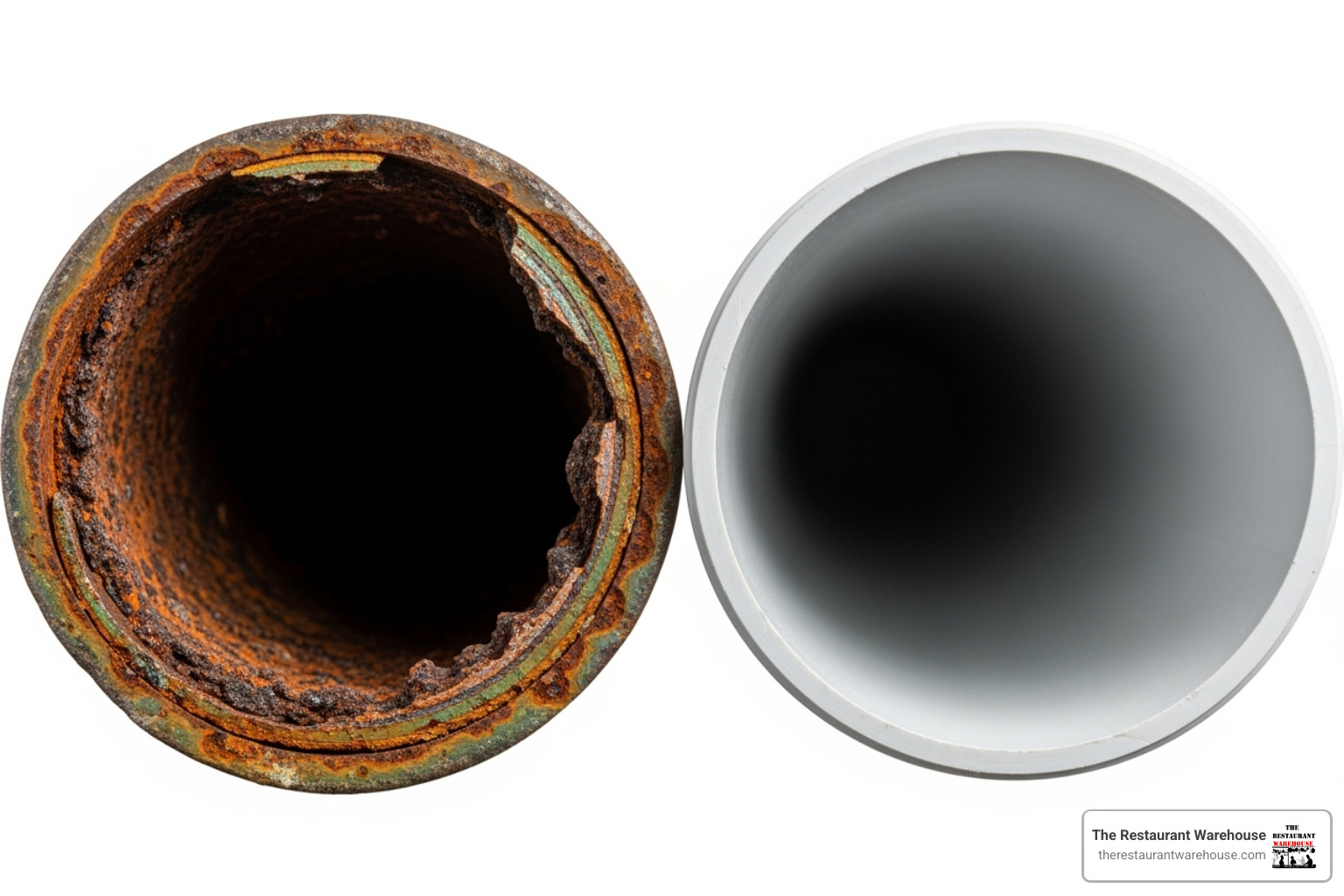 cross section of old and new water pipes - water filters Seattle