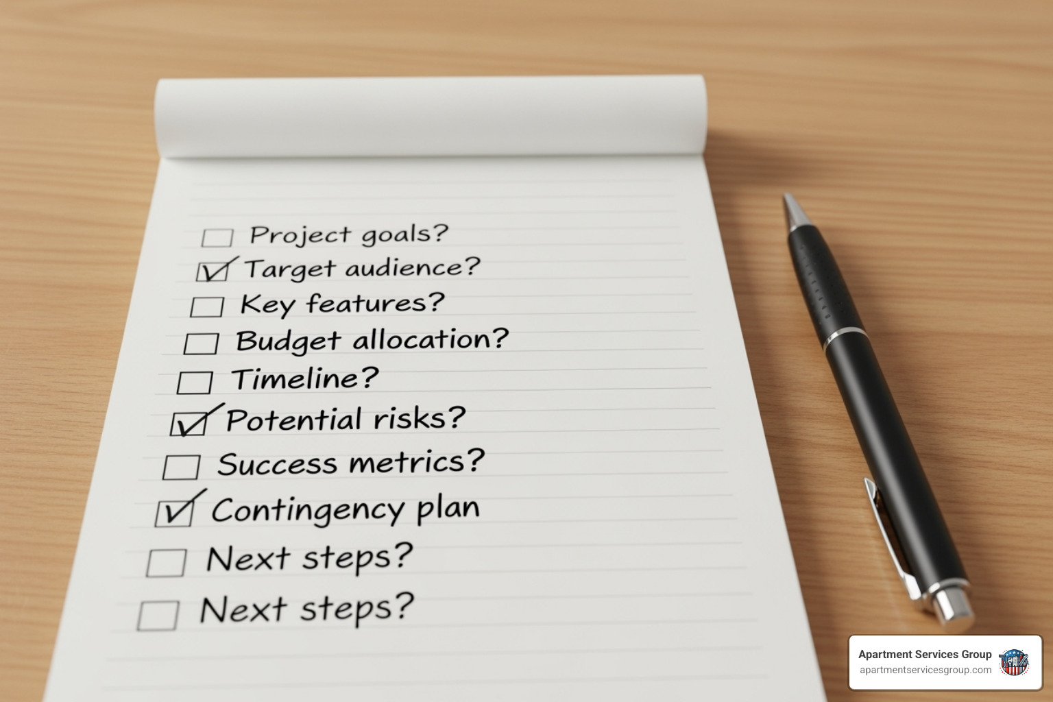 checklist or notepad with questions - Renovation contractors Houston