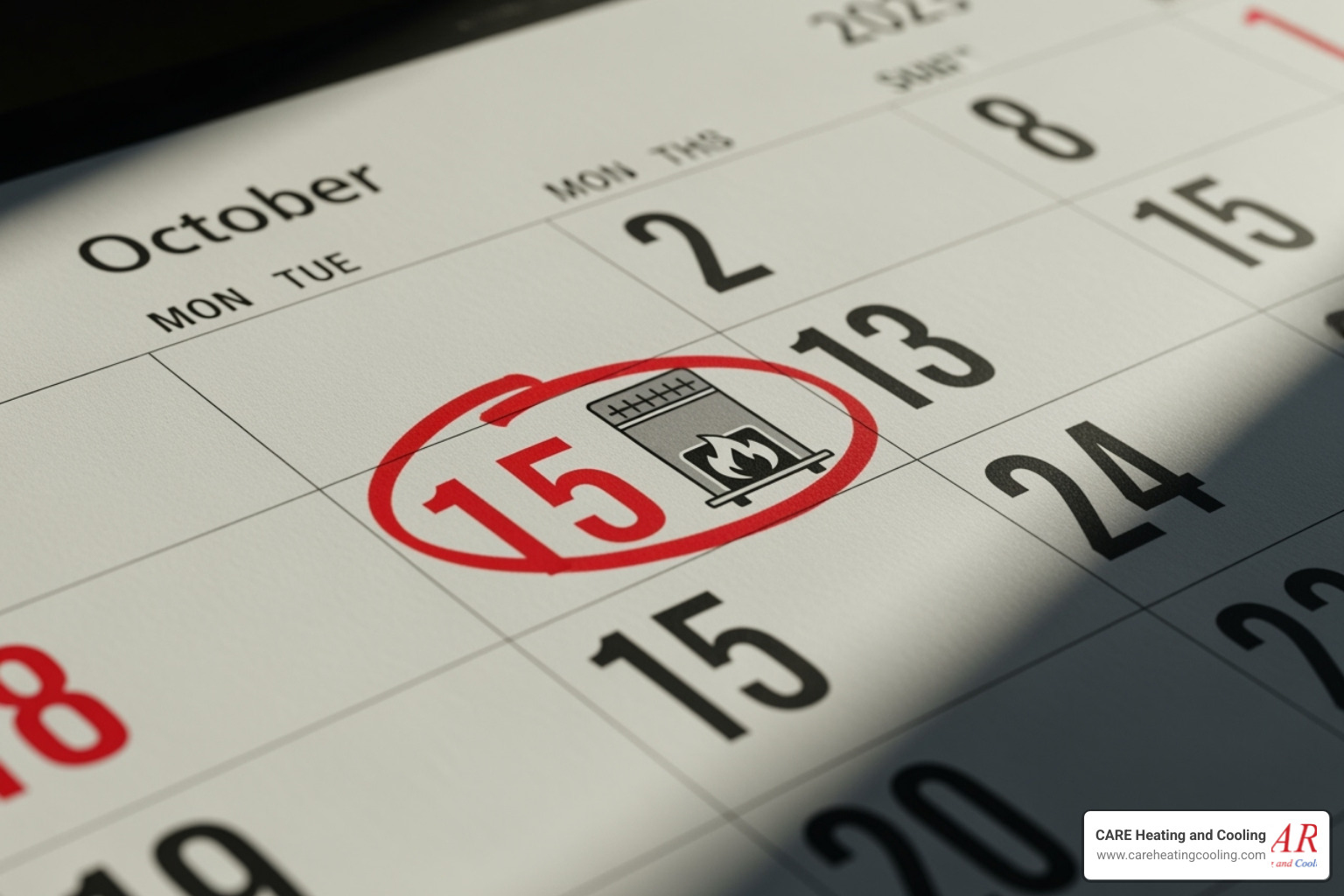 Calendar with a furnace icon circled in the fall - residential furnace repair westerville Calendar with a furnace icon circled in the fall - residential furnace repair westerville