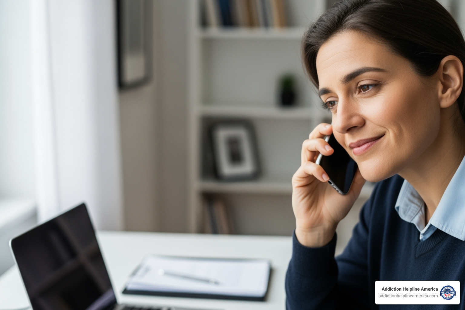 Person on the phone getting help - Maine addiction treatment Person on the phone getting help - Maine addiction treatment