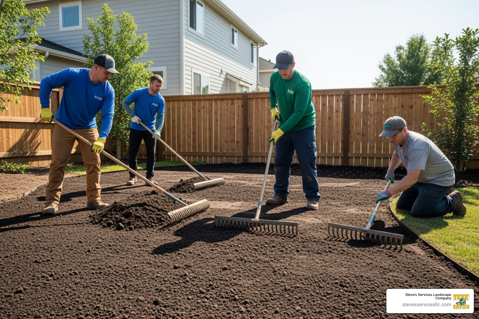landscaping crew preparing soil for sod - Sod Installation Cost