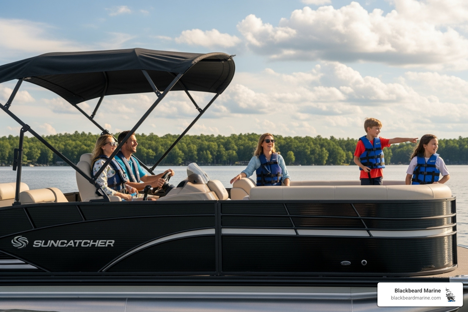 family enjoying a Suncatcher pontoon boat - boat parts in okc