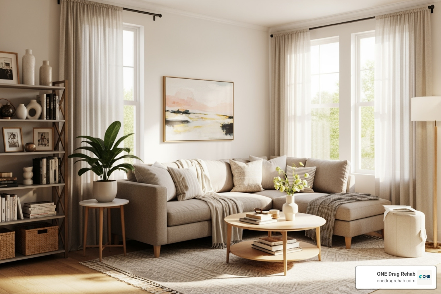 clean and organized shared living space in a home - sober living homes