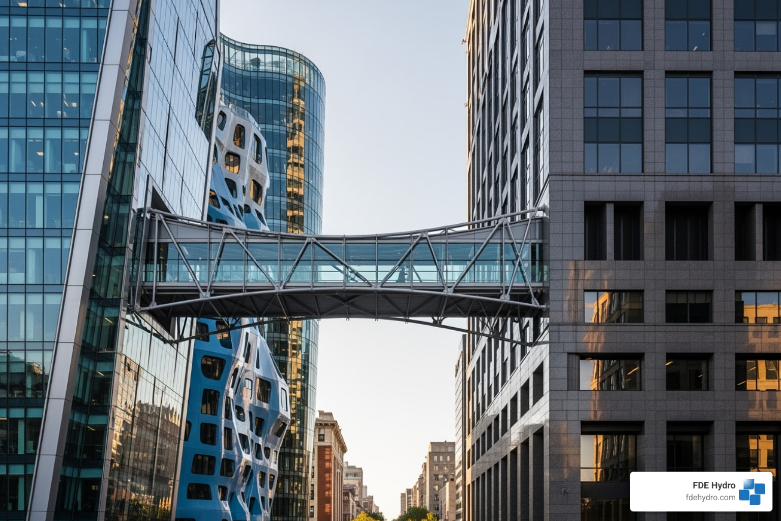 Bridge connecting a building labeled "Innovation" to one labeled "Capital" - Massive I/P Portfolio