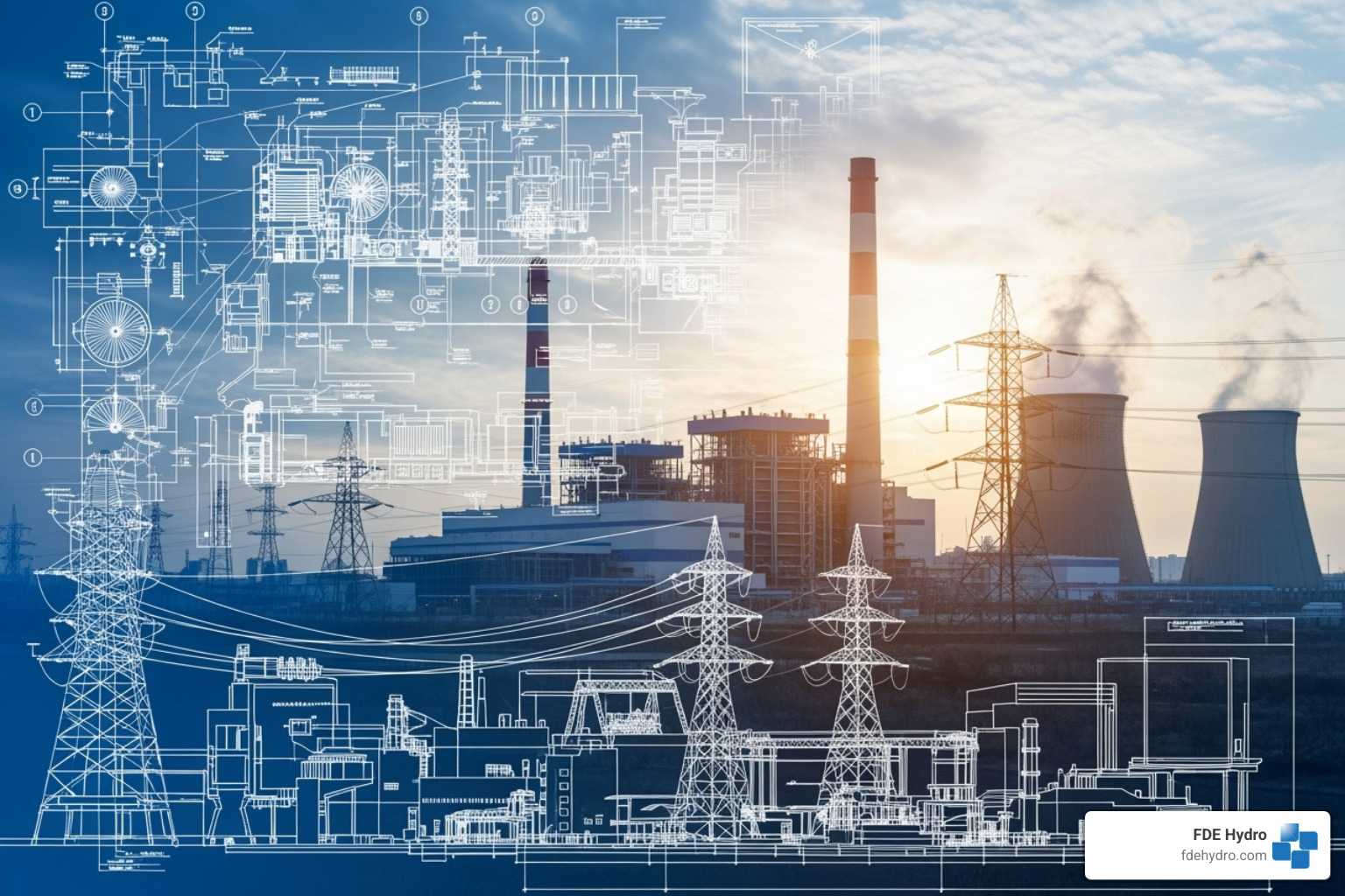 blueprint turning into a physical power plant - renewable energy patents