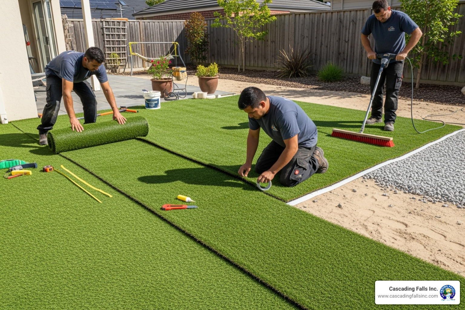 professional crew installing artificial turf - artificial turf Roseville CA professional crew installing artificial turf - artificial turf Roseville CA