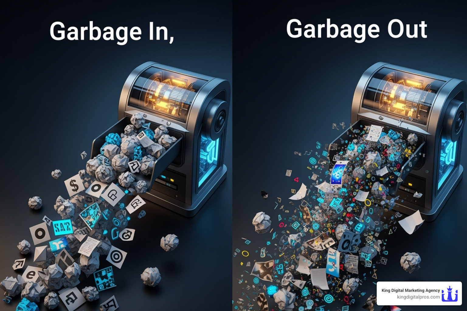 Garbage In, Garbage Out concept diagram - lead generation calculator Garbage In, Garbage Out concept diagram - lead generation calculator