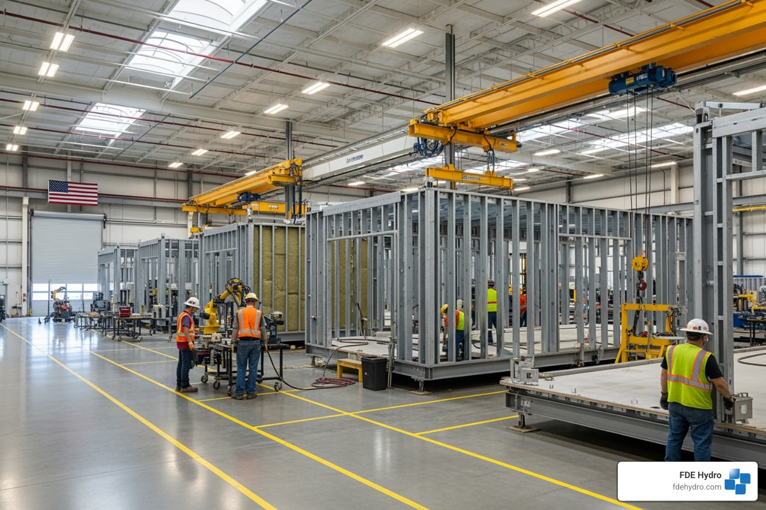 clean, organized factory floor for modular construction - modular construction techniques