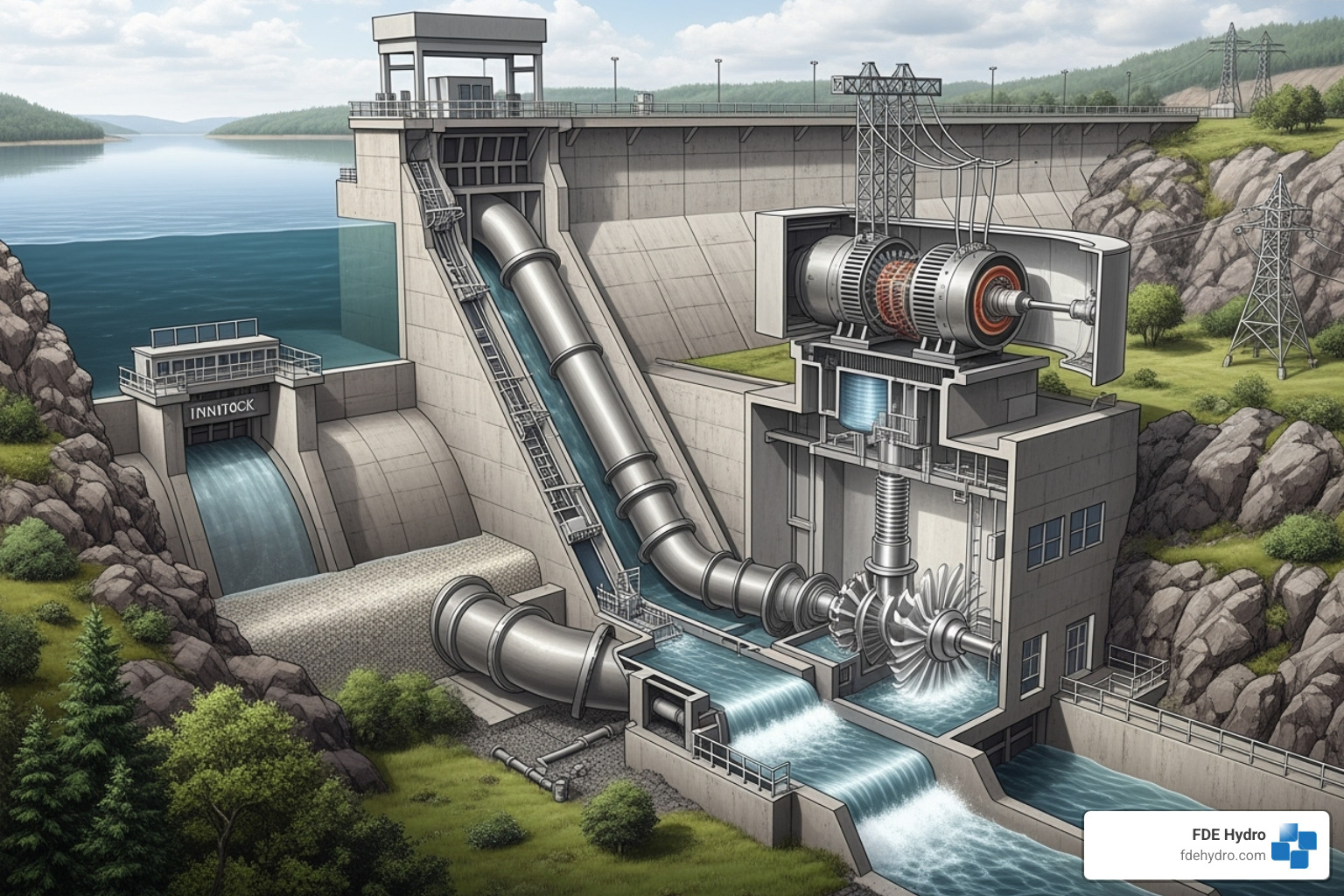 Hydroelectric facility components - hydroelectric dam design