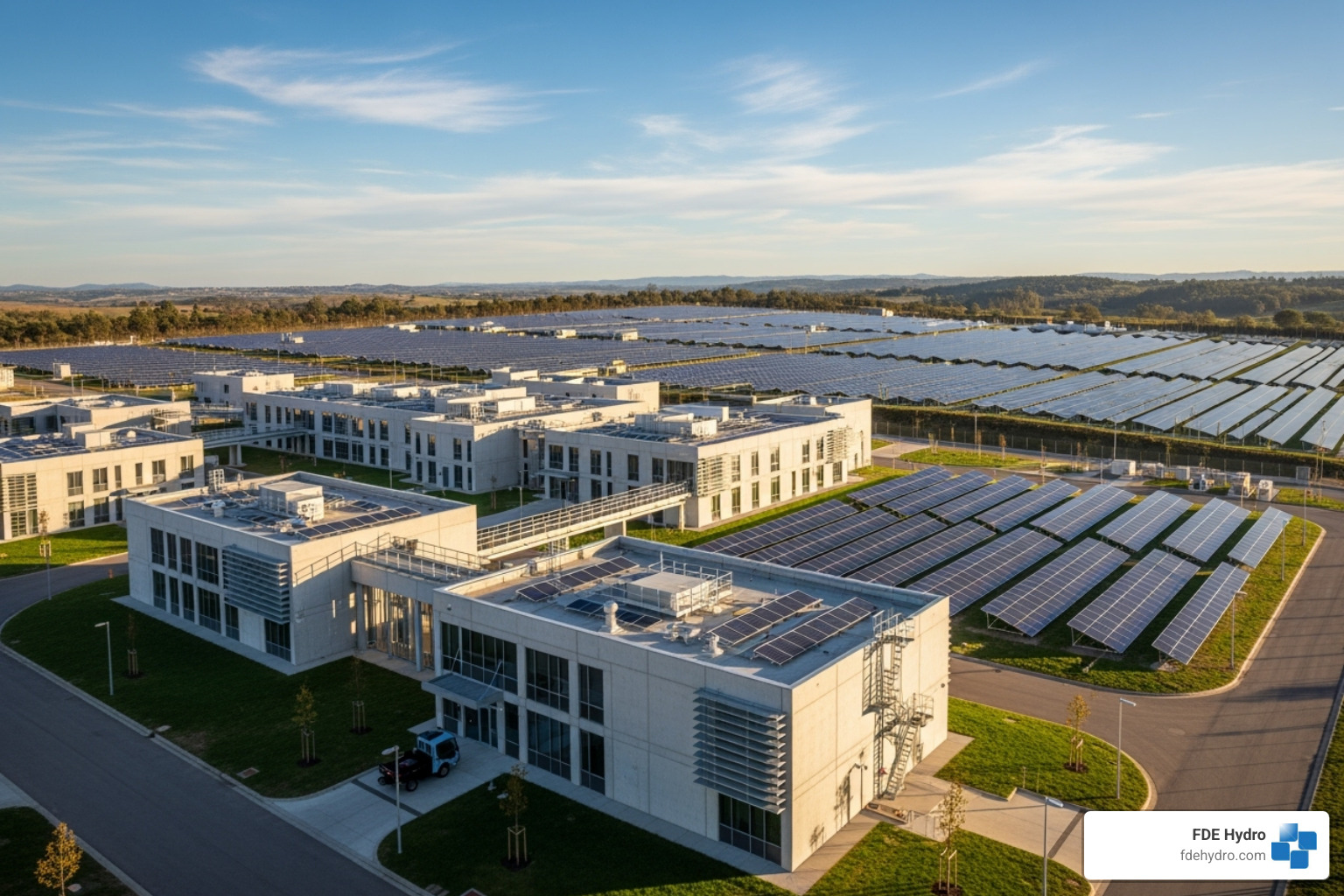 of a modern water treatment facility with solar panels - water infrastructure solutions of a modern water treatment facility with solar panels - water infrastructure solutions