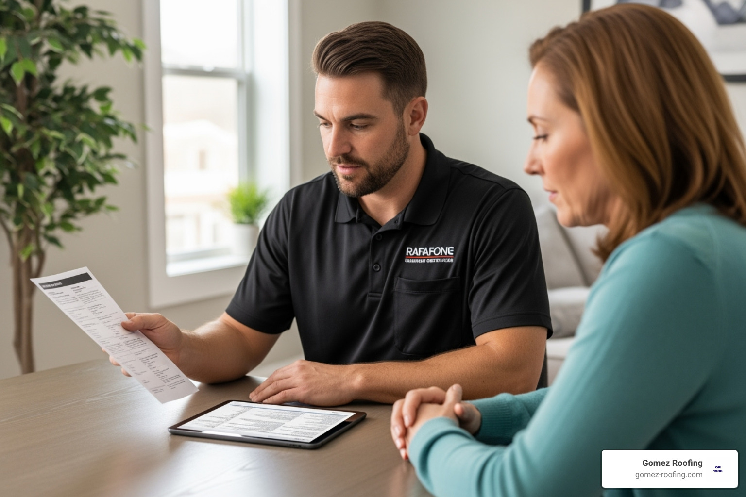 roofing contractor providing a quote to a homeowner - Palm Beach roof replacement