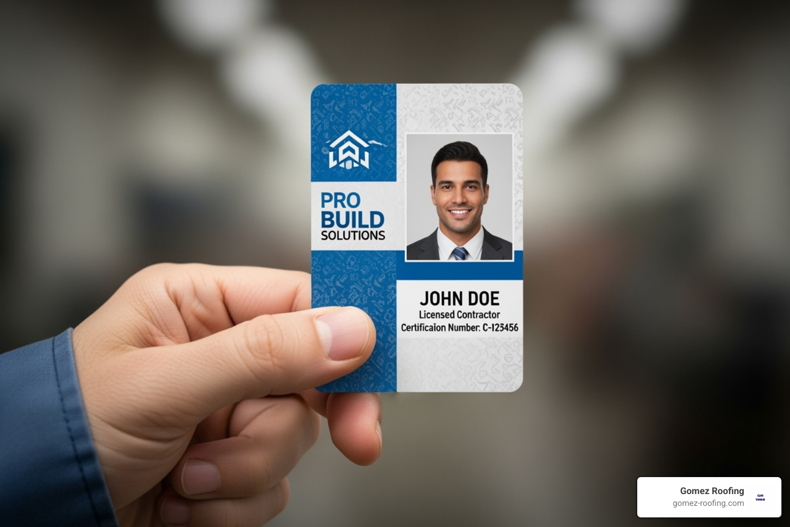 of a contractor's license or certification badge - Licensed roof repair of a contractor's license or certification badge - Licensed roof repair