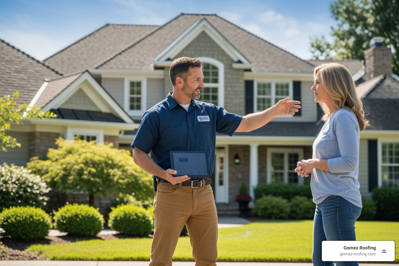 roofer providing an estimate to a homeowner - residential roof repair pompano beach fl