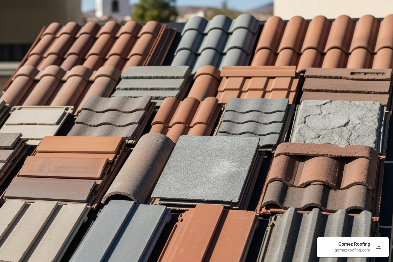 A palette of different tile colors and shapes - tile roof Pompano Beach A palette of different tile colors and shapes - tile roof Pompano Beach