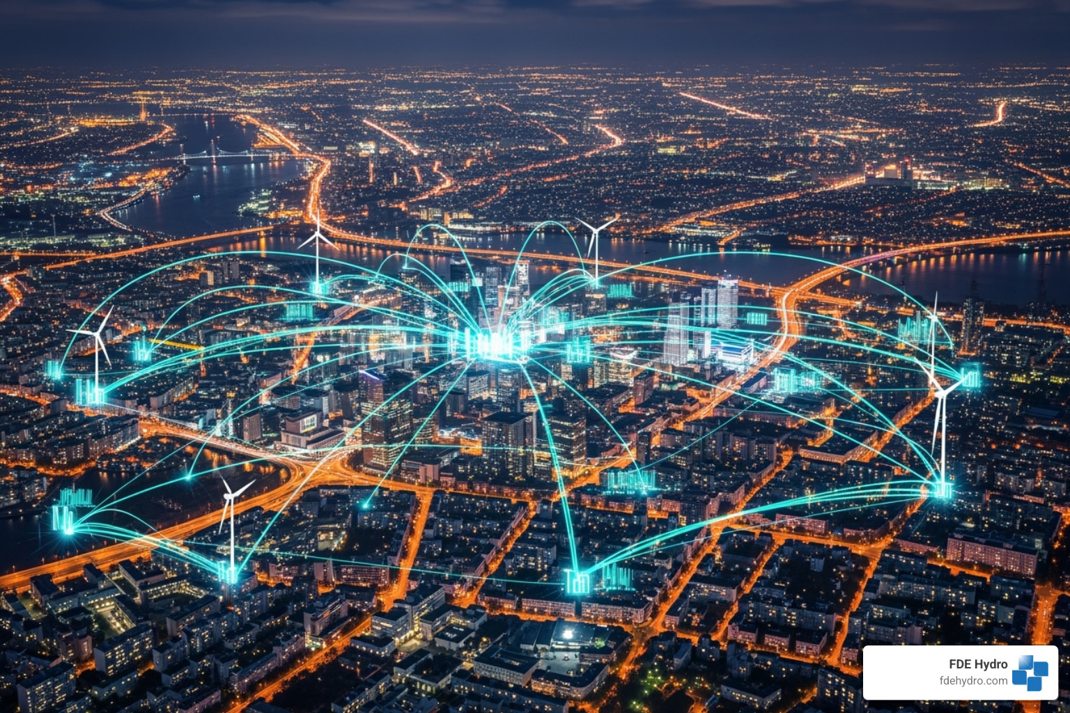 smart grid interface overlaying a city - Energy infrastructure development