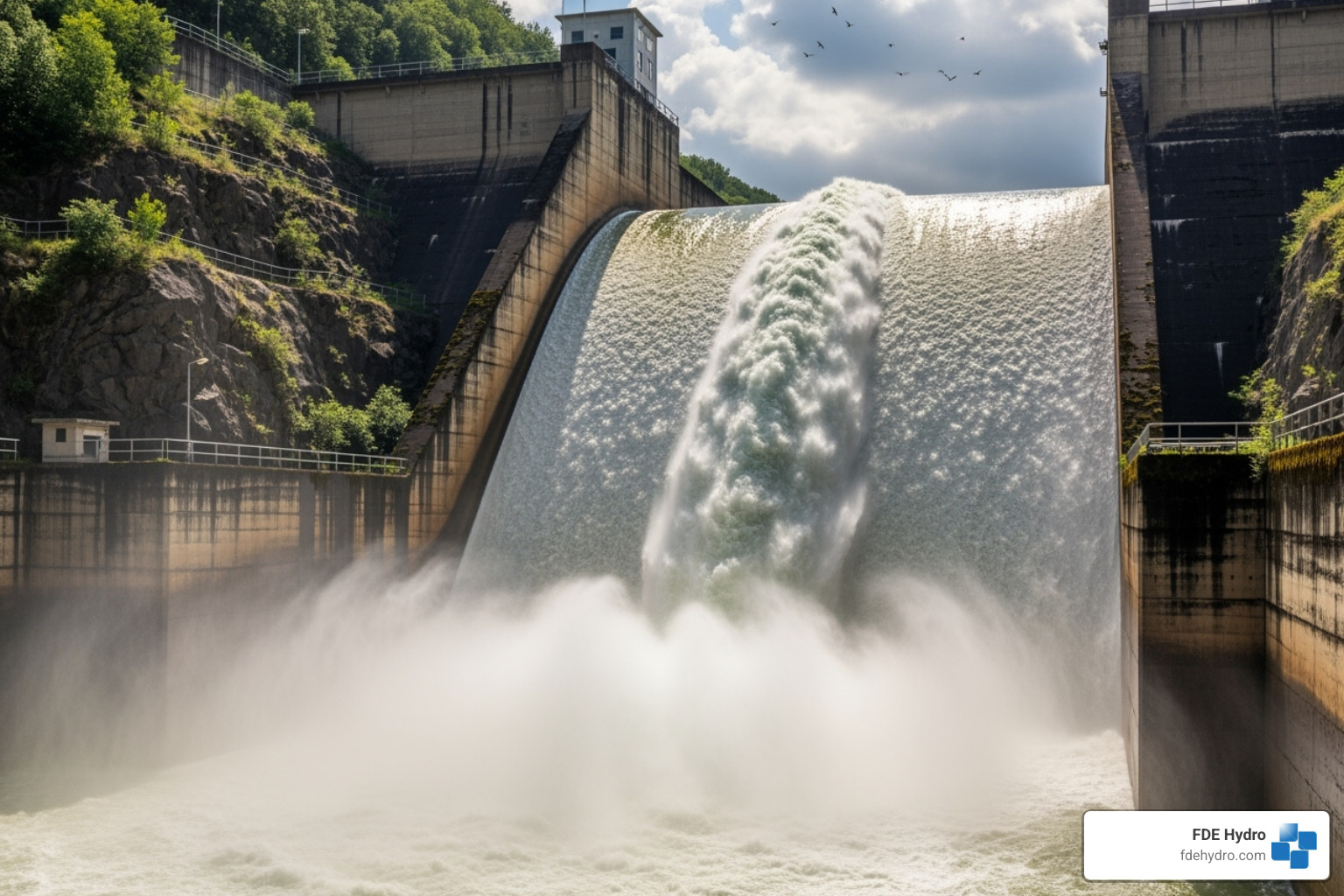 dam's spillway in action - hydroelectric dam components