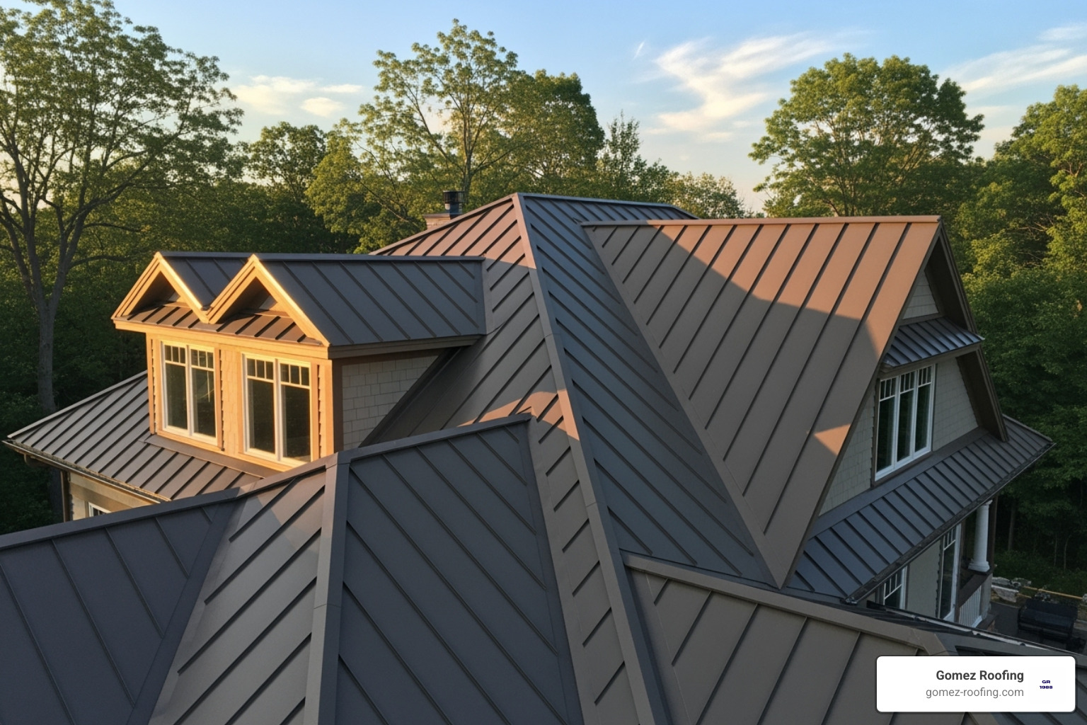 complex roof with multiple valleys and dormers - metal roof installation price
