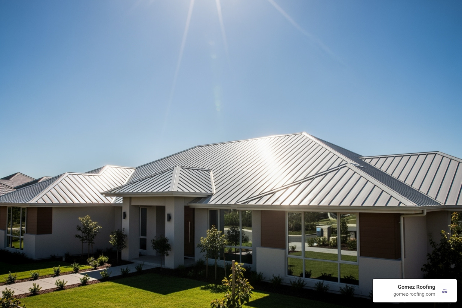 sun reflecting off cool metal roof - metal roof installation price