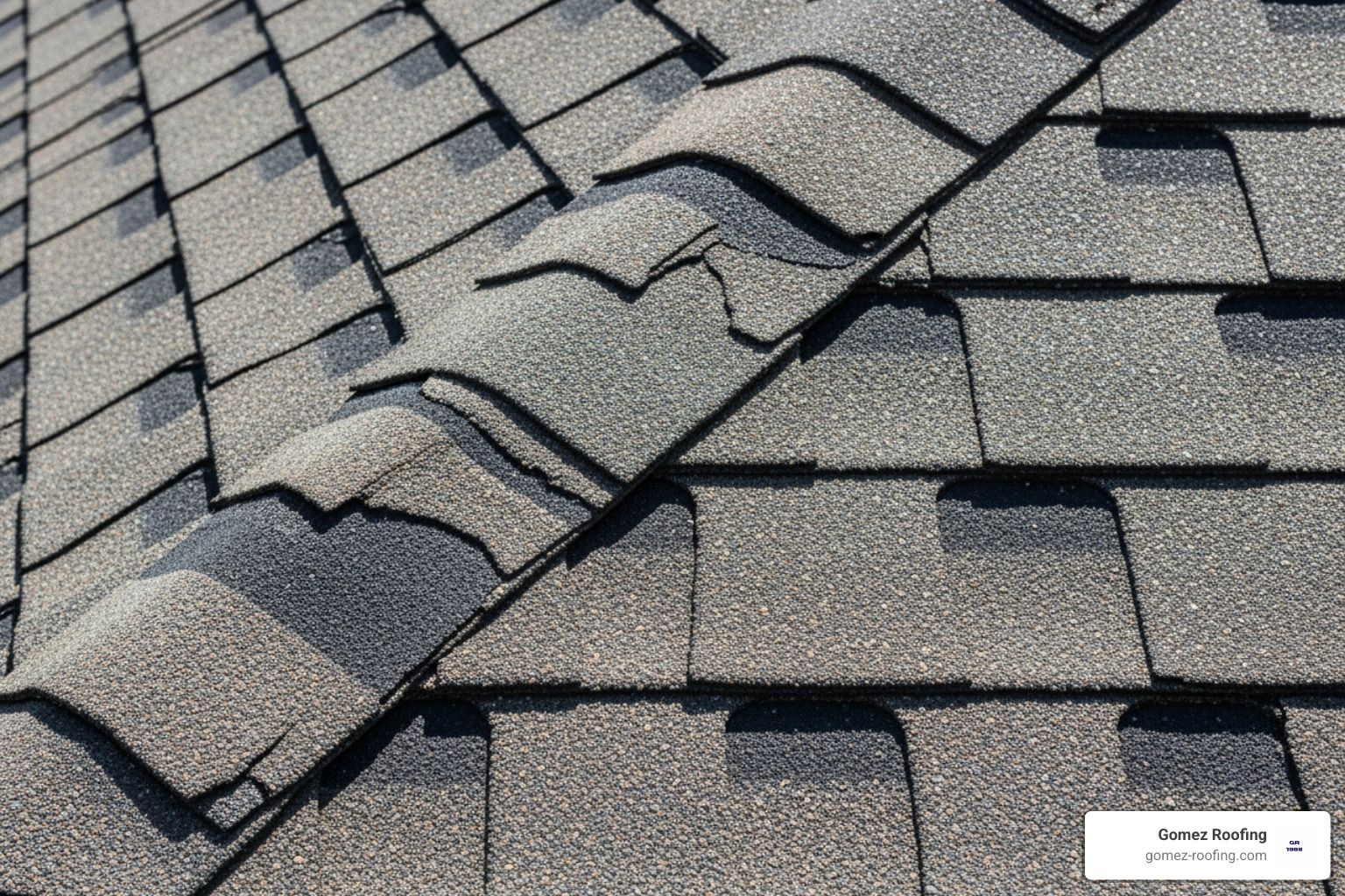 Damaged shingles with curling and granule loss - Shingle roof replacement Florida