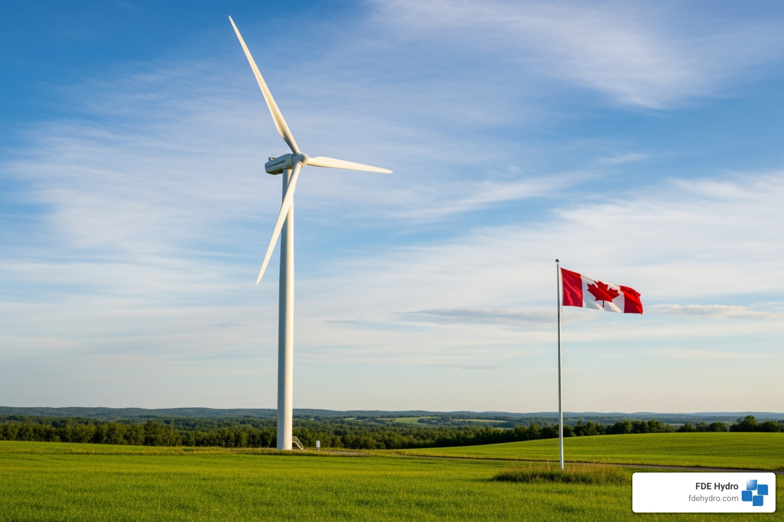wind turbine with a Canadian flag - Renewable energy projects