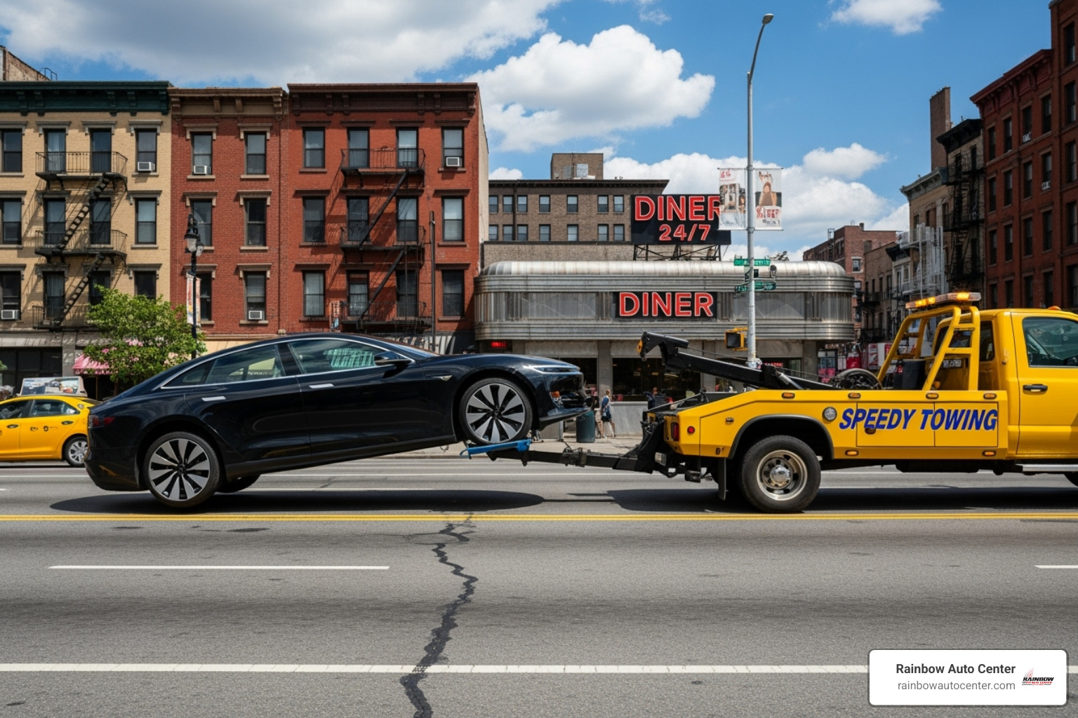 Modern car being picked up by a tow truck - car service hayward ca