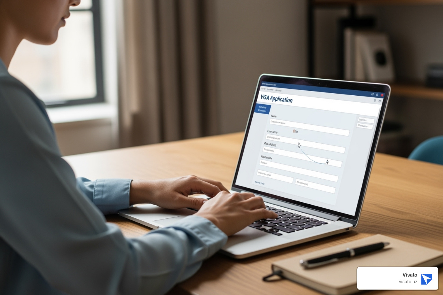person filling out online visa application on laptop - How to get e-visa person filling out online visa application on laptop - How to get e-visa