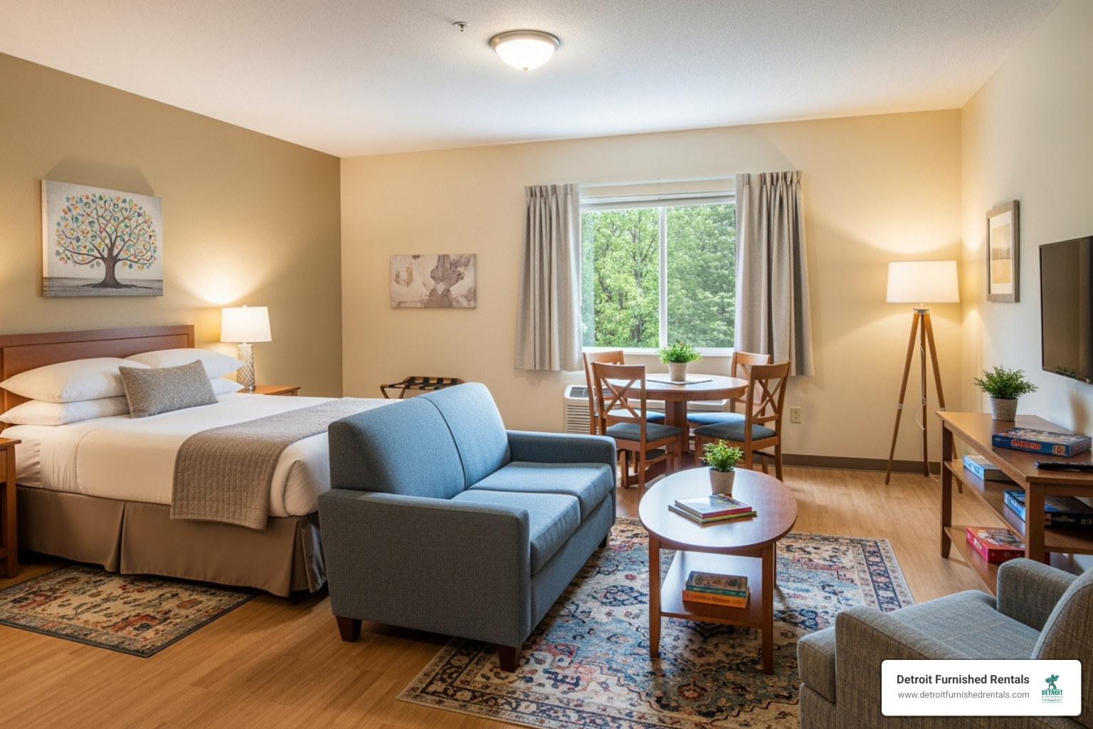 A welcoming, clean room in a family-focused facility - Children's Hospital housing