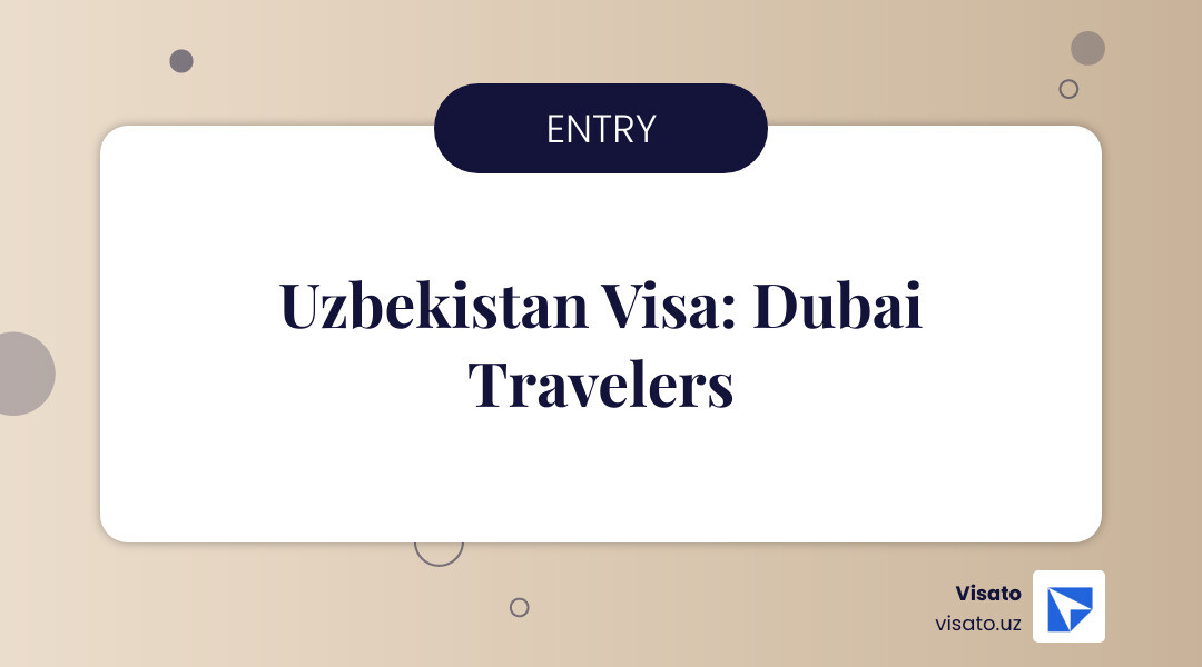 Infographic showing visa-free entry for UAE citizens and residents (30 days, passport validity 6+ months, residence permit 90+ days validity for residents) versus e-visa process for other nationalities (online application, 2-5 days processing, AED 200-315 fee, single/double/multiple entry options) - uzbekistan visa application in dubai infographic simple-info-landscape-card