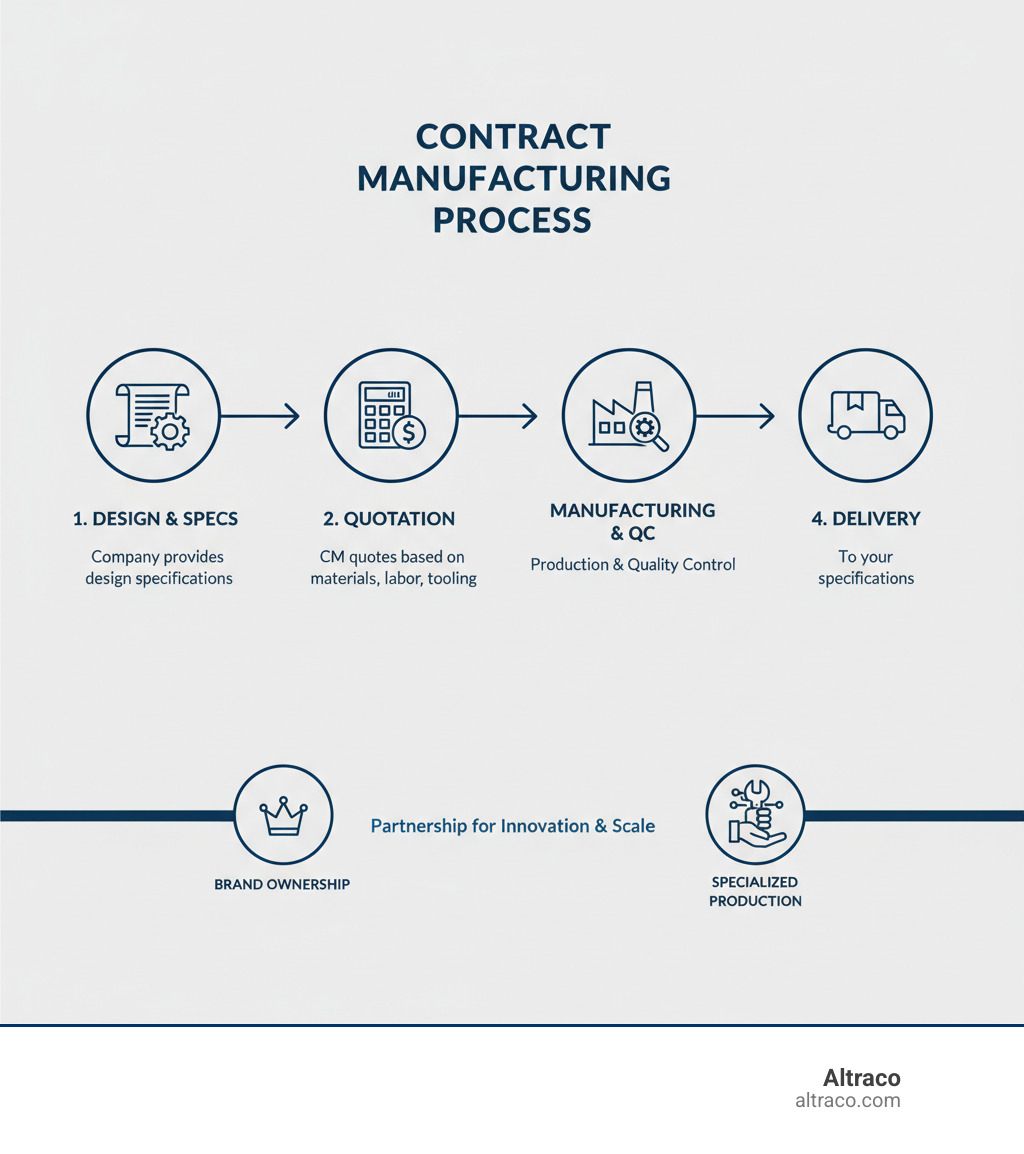 infographic showing contract manufacturing process - contract manufacturer infographic 