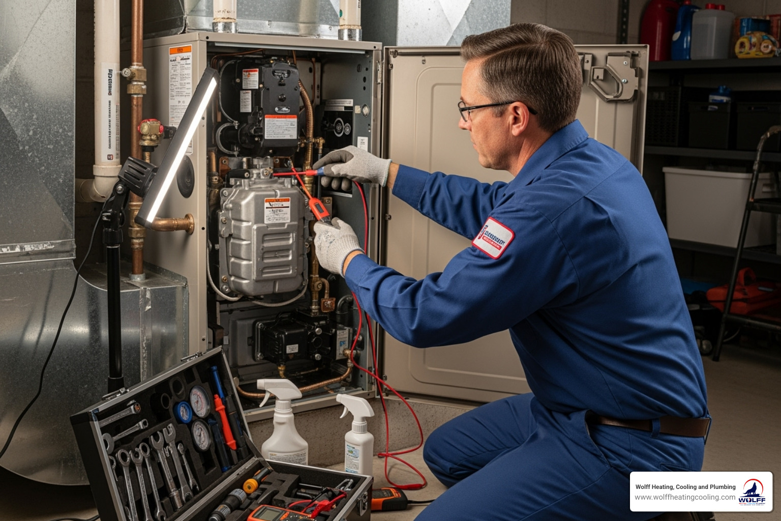 technician performing furnace maintenance - furnace not working albuquerque